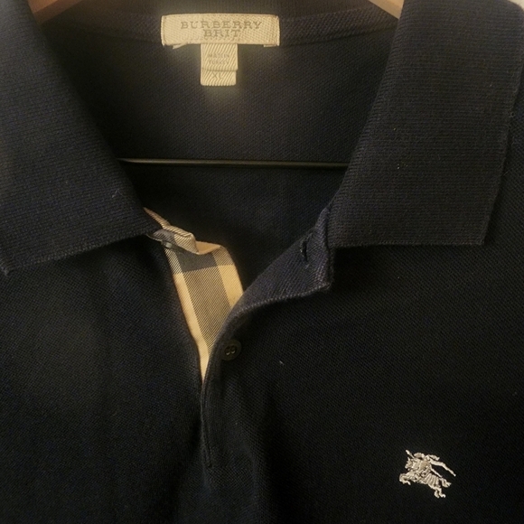 Burberry Brit London 100% Cotton Nova Check Embroidered Golf Polo Shirt Mens XL - Picture 2 of 5